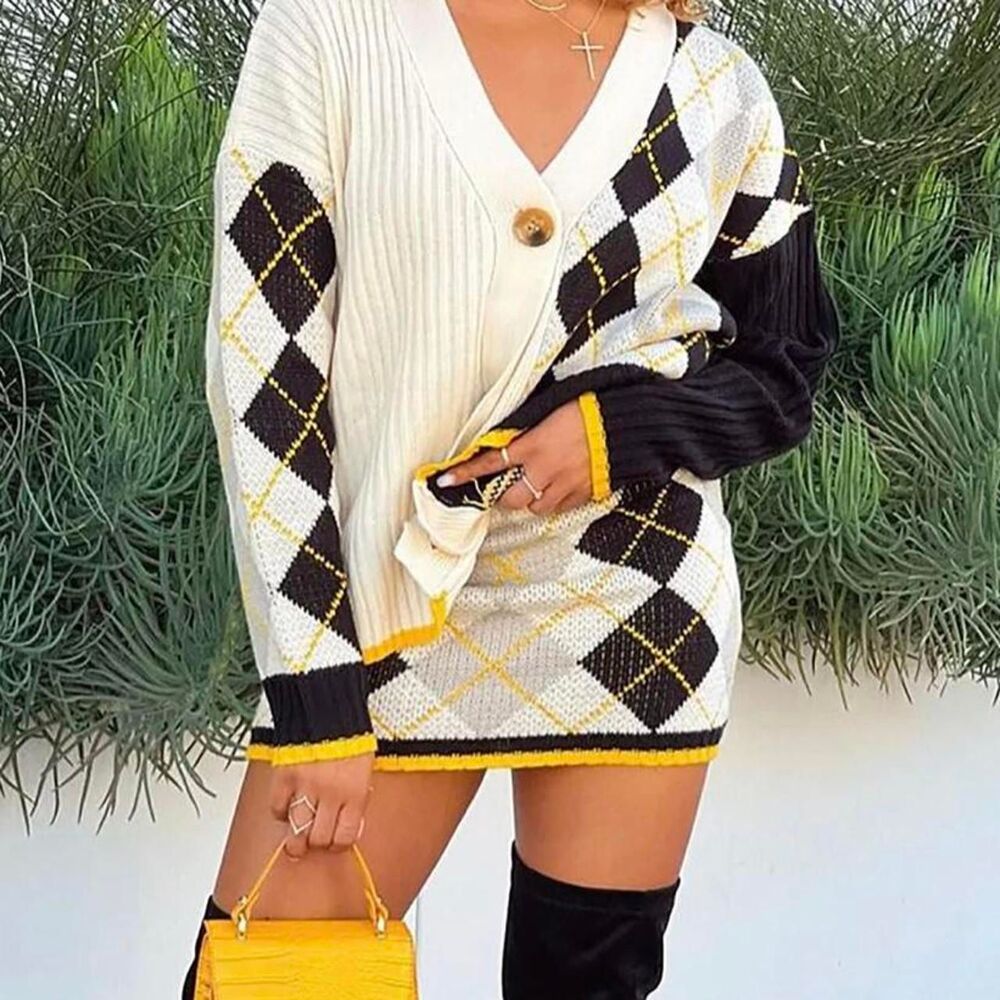 Fashion-nova Women's Black and Yellow Cardigan